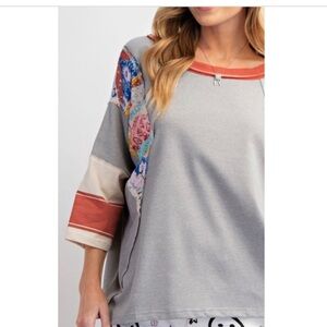 NWT mix n match stripe tee in grey